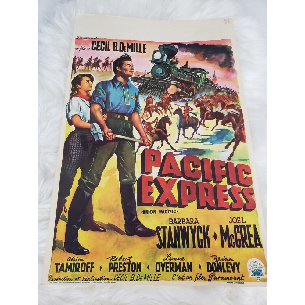 Vintage original Pacific Express Charles McGraw Poster CECIL B. DEMILLE PRESTON‎